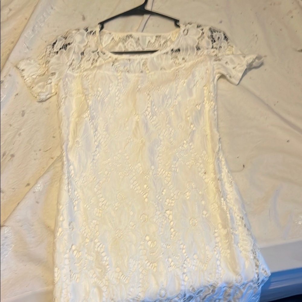 White Lace Flutter Sleeve Blouse
